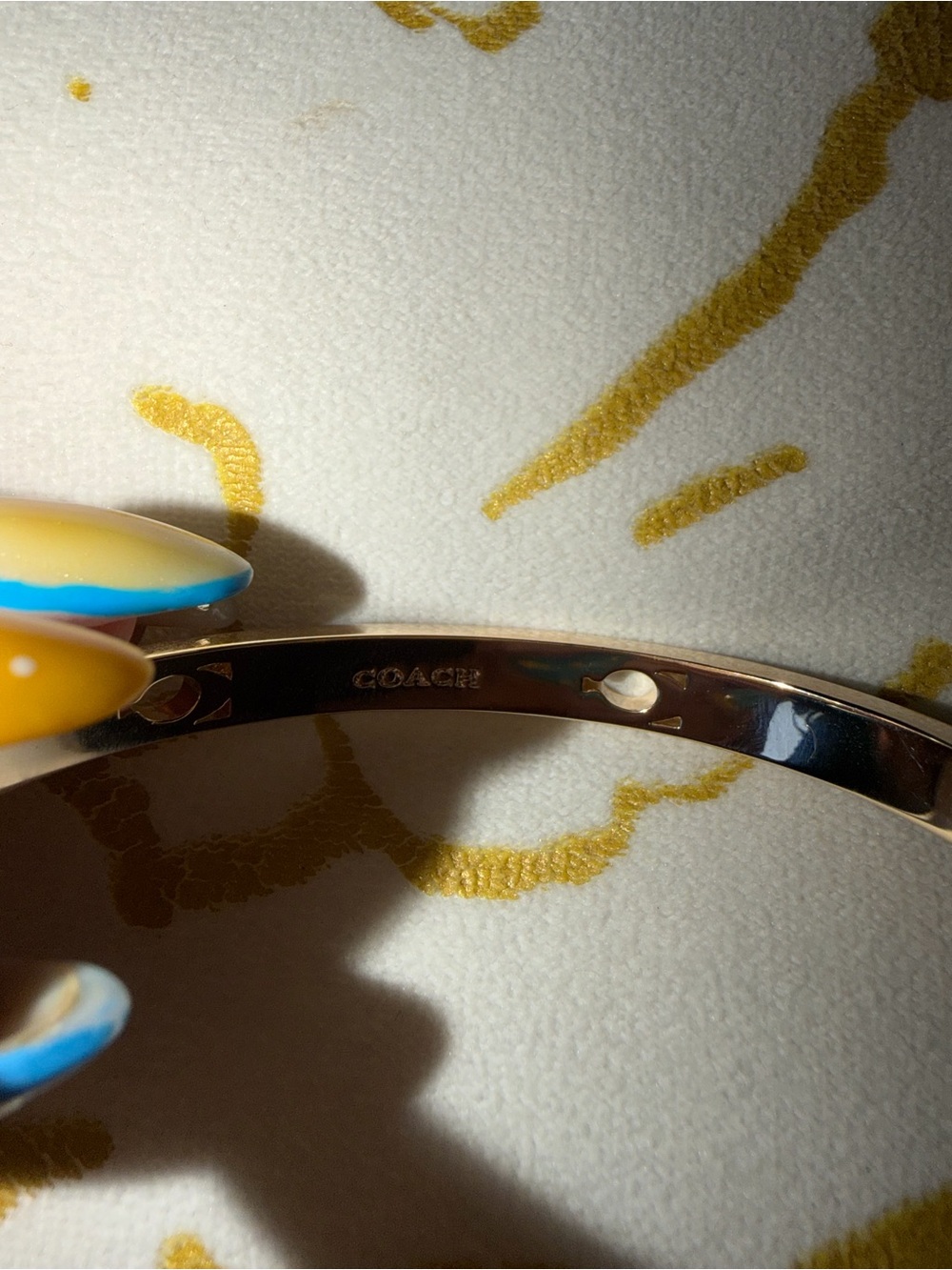 Coach Gold-Tone Bangle with Turquoise Enamel - Picture 3 of 7